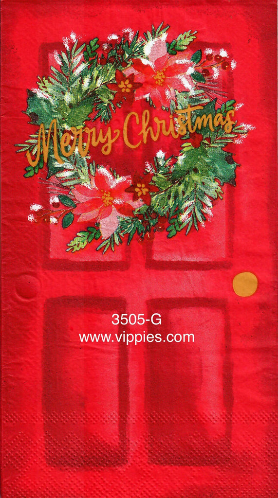 C-3505-G Red Door Wreath Guest Napkin for Decoupage