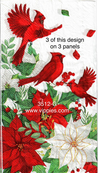 C-3512-G-S Set of 2 With God Cross Poinsettia Guest Napkin for Decoupage
