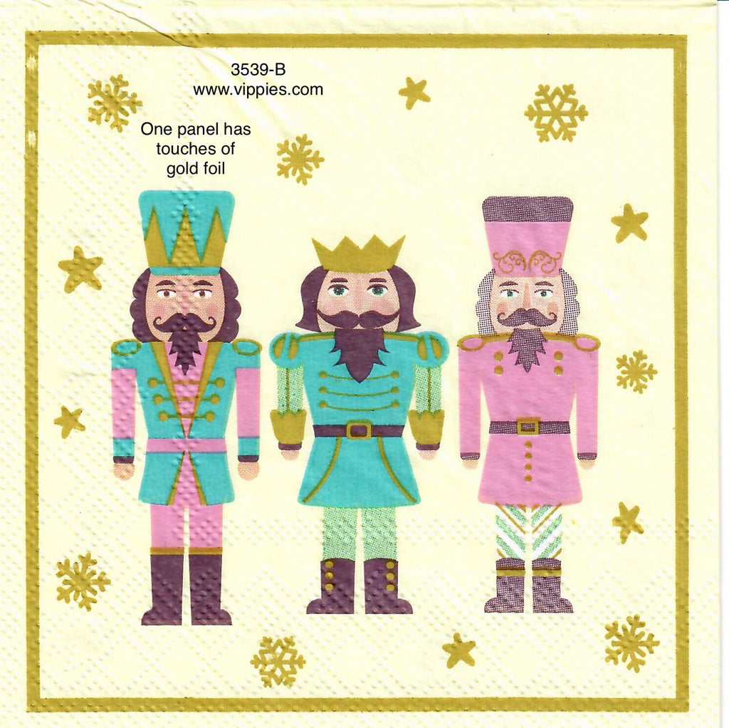 C-3539-B Gold Three Nutcrackers Napkin for Decoupage