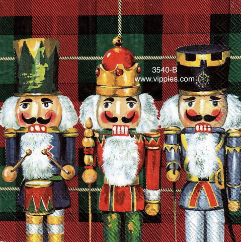 C-3540-B Plaid 3 Nutcrackers Napkin for Decoupage