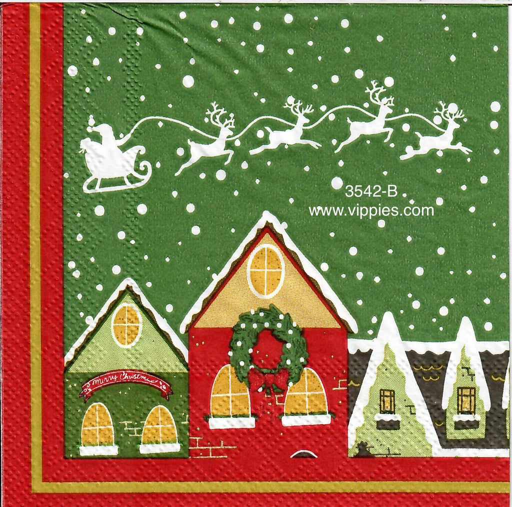 C-3542-B Christmas Homes Santa Deer Napkin for Decoupage