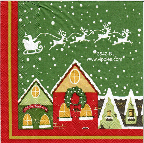 C-3542-B Christmas Homes Santa Deer Napkin for Decoupage