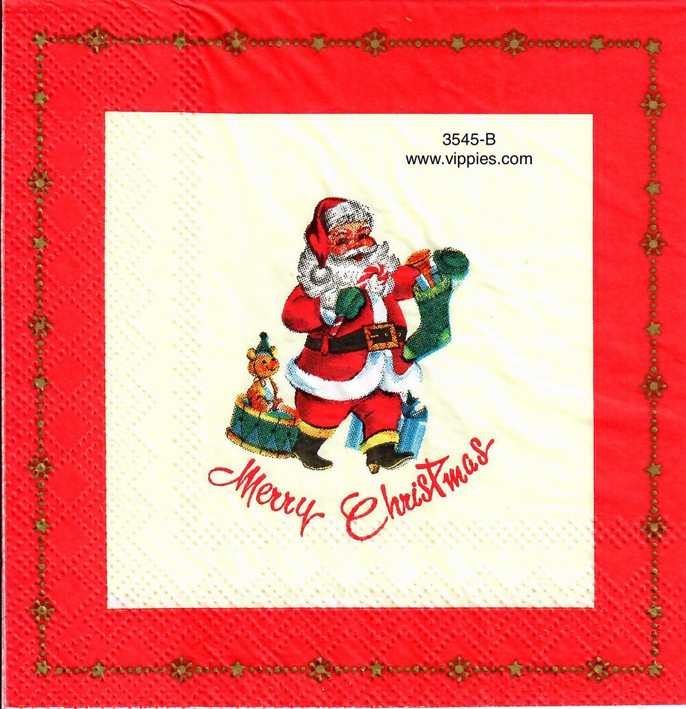 C-3545-B Santa Toys Red Border Napkin for Decoupage