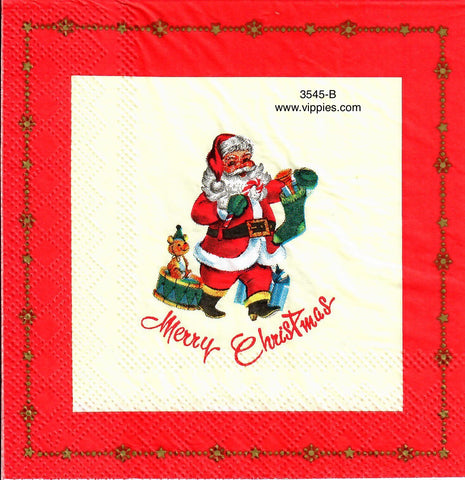 C-3545-B Santa Toys Red Border Napkin for Decoupage