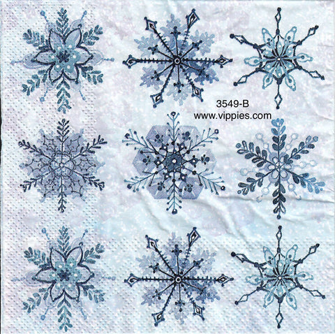 C-3549-B Blue Snowflakes Napkin for Decoupage