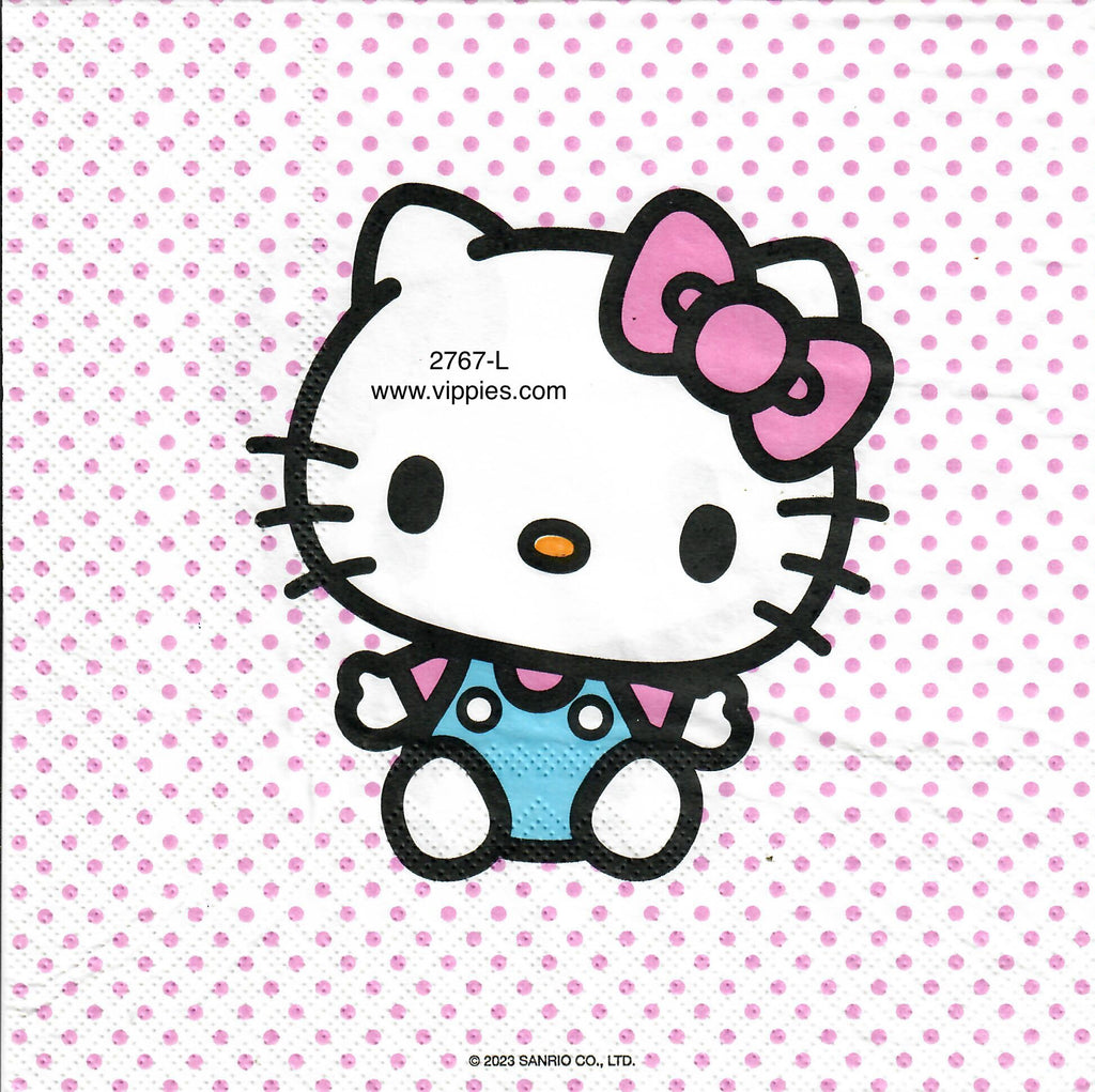 CTN-2767-L Hello Kitty Sitting Dots Luncheon Napkin for Decoupage