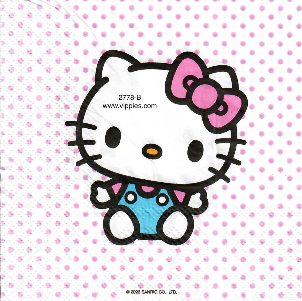 CTN-2778-B Hello Kitty Sitting Dots Beverage Napkin for Decoupage