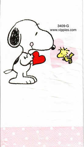 CTN-3409-G Snoopy Woodstock Heart Guest Napkin for Decoupage