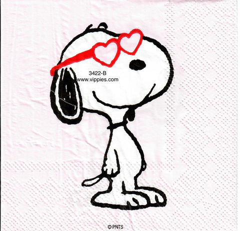 CTN-3422-B Snoopy Heart Glasses Beverage Napkin for Decoupage