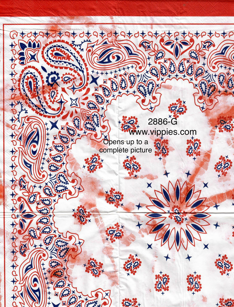 CW-2886-G Bandana Red Streaks Guest Napkin for Decoupage