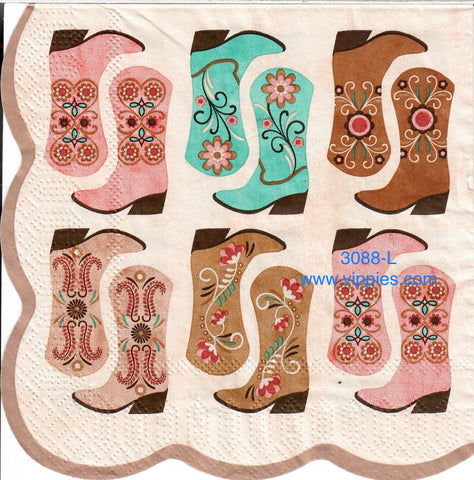 CW-3088-L Cowgirl Boots Sets Napkin for Decoupage