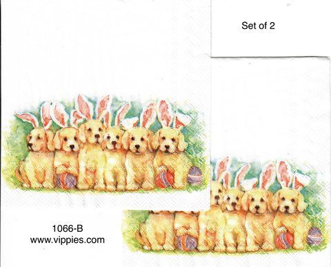 EAST-1066-B-S Set of 2 Golden Dogs Bunnies Napkin for Decoupage