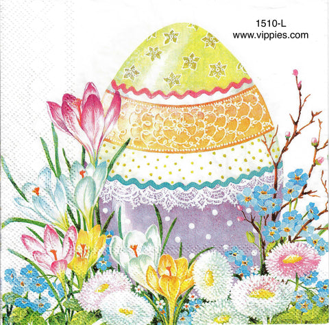 EAST-1510-L Large Easter Egg Flowers Napkins for Decoupage