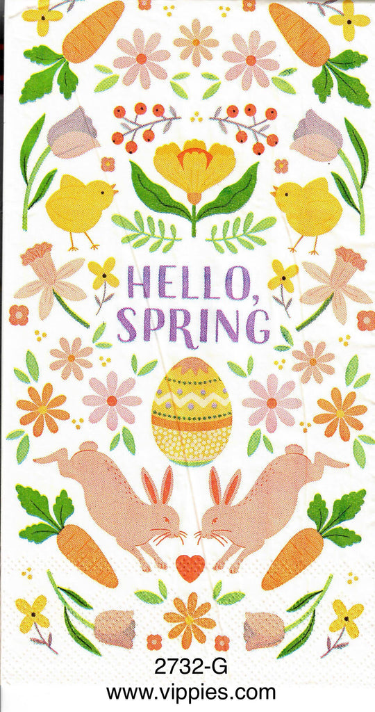 EAST-2732-G Hello Spring Bunnies Guest Napkin for Decoupage