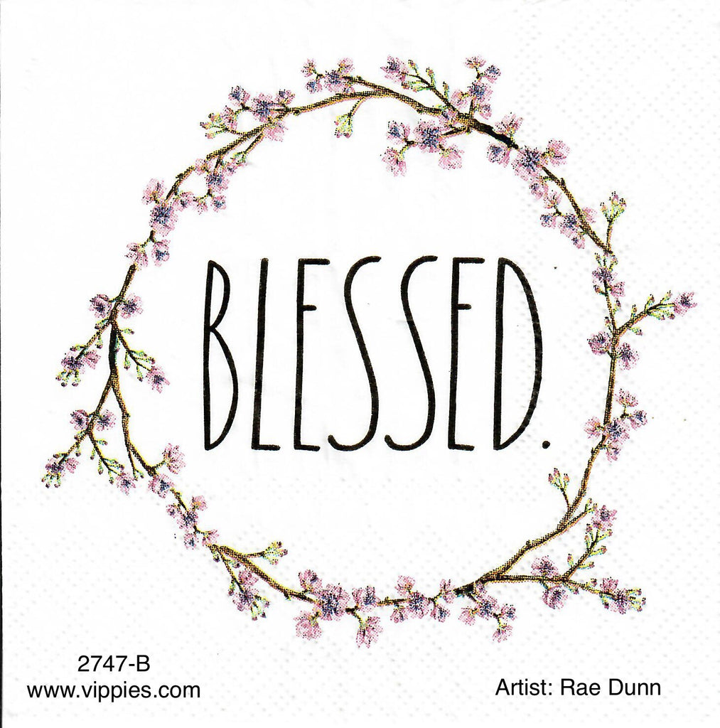 EAST-2747-B Rae Dunn Blessed Twig Wreath Napkin for Decoupage