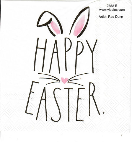EAST-2782-B Rae Dunn Bunny Head Happy Easter Napkin for Decoupage
