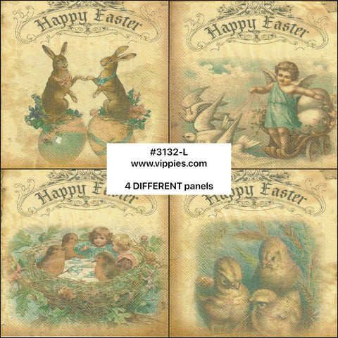 EAST-3132-L Vintage Happy Easter Napkin for Decoupage