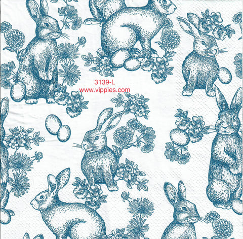 EAST-3139-L Blue Bunnies Eggs Napkin for Decoupage