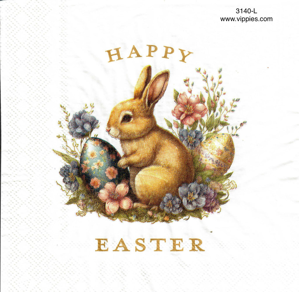 EAST-3140-L Happy Easter Bunny Eggs Napkin for Decoupage