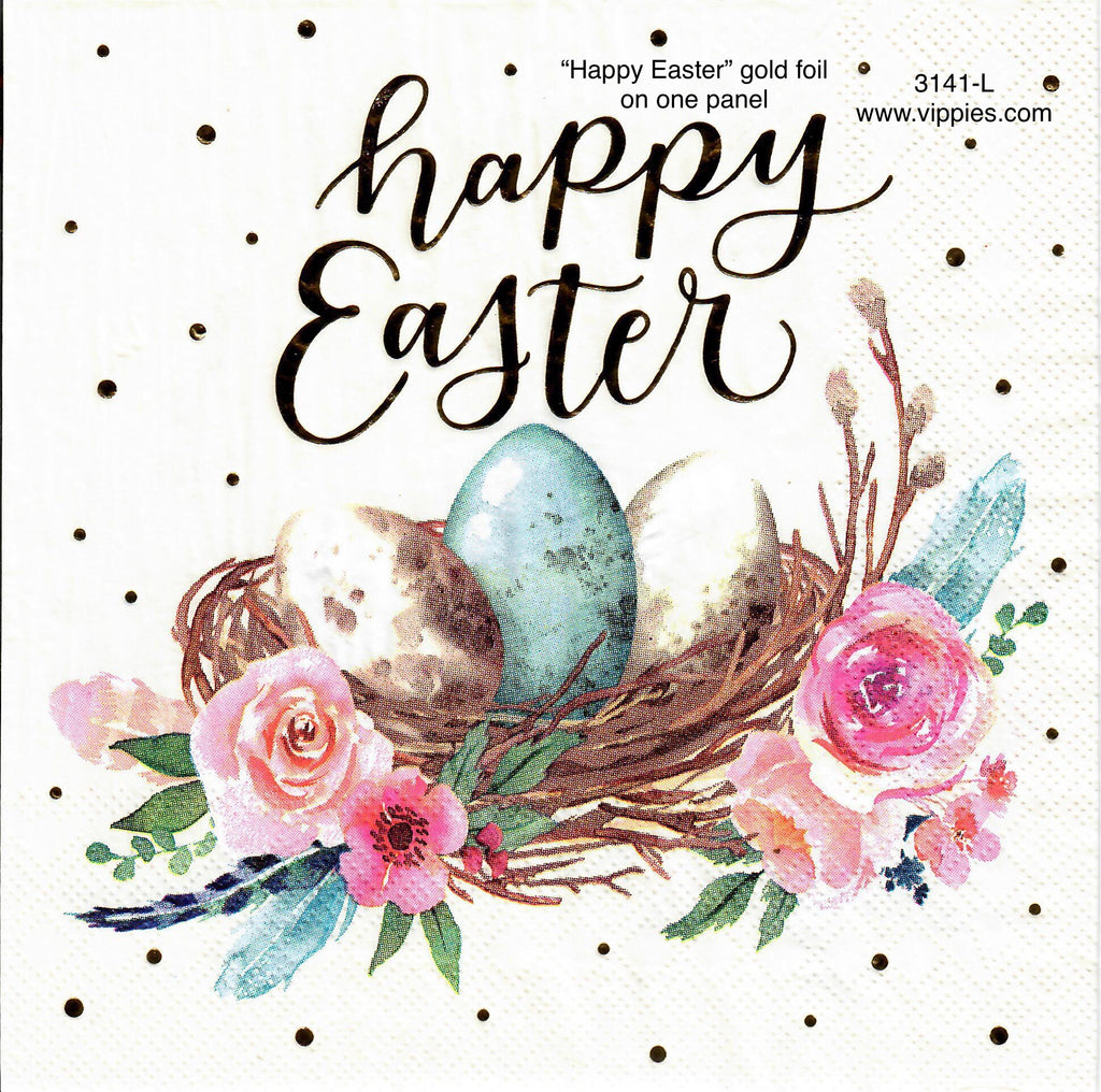 EAST-3141-L Happy Easter Eggs Nest Napkin for Decoupage