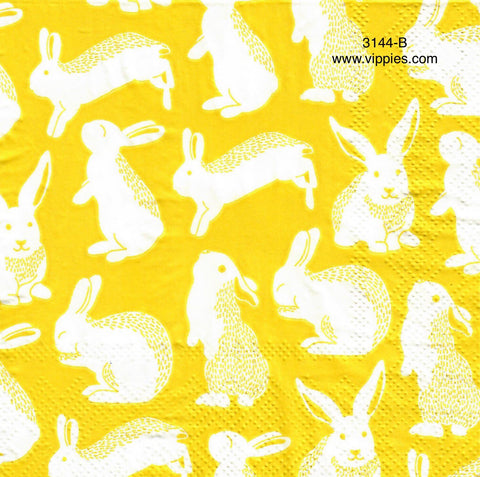 EAST-3144-B Yellow Ocher Bunnies Napkin for Decoupage