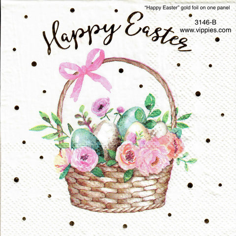 EAST-3146-B Happy Easter Basket Napkin for Decoupage