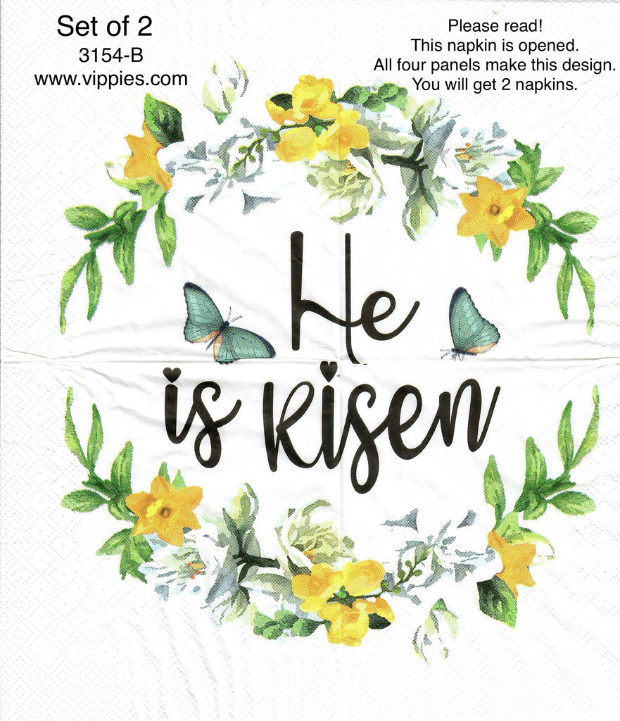 EAST-3154-B-S Set of 2 He is Risen Napkin for Decoupage