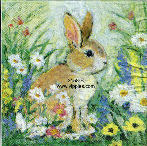 EAST-3158-B Rabbit Daisies Napkin for Decoupage