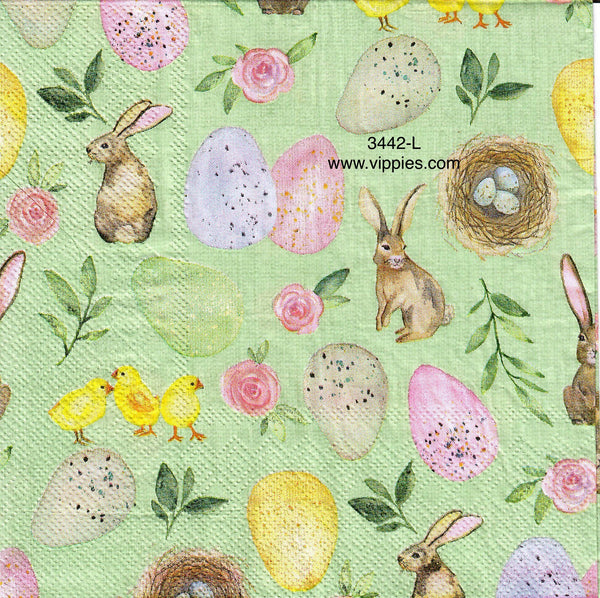 EAST-3442-L Bunny Eggs Nest Napkin for Decoupage