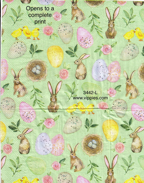 EAST-3442-L Bunny Eggs Nest Napkin for Decoupage