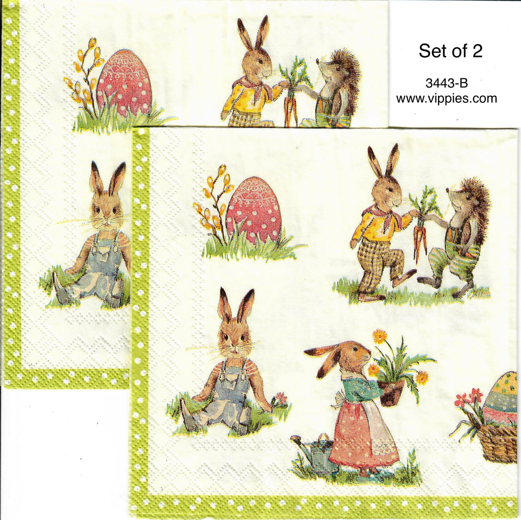 EAST-3443-B-S Set of 2 Peter Rabbit and Friends Napkin for Decoupage