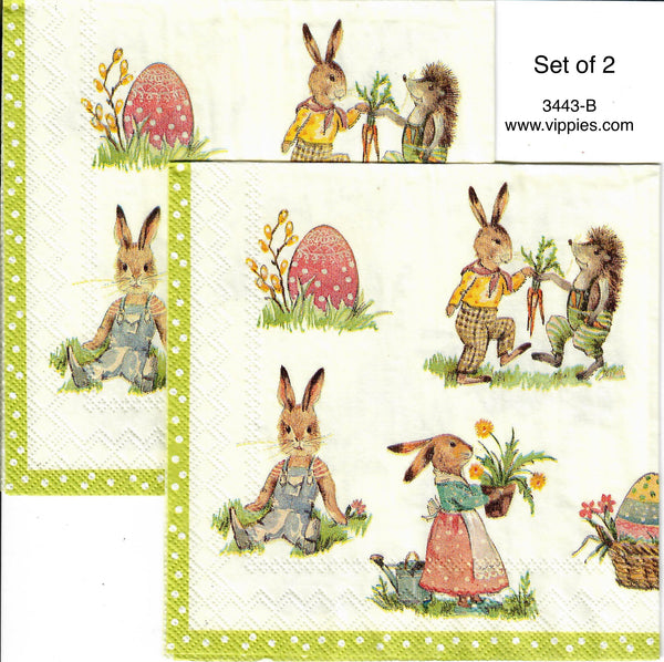 EAST-3443-B-S Set of 2 Peter Rabbit and Friends Napkin for Decoupage