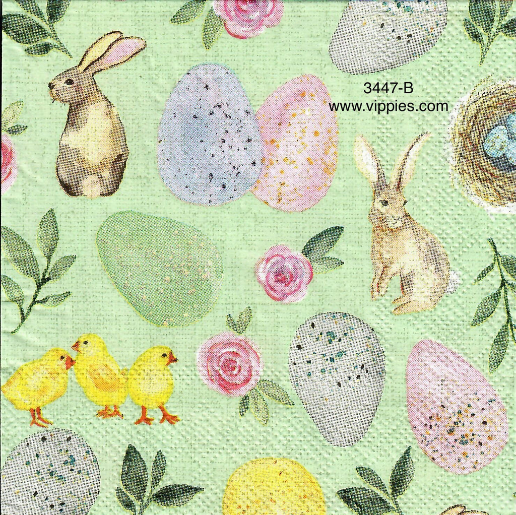 EAST-3447-B Bunny Eggs Nest Beverage Napkin for Decoupage