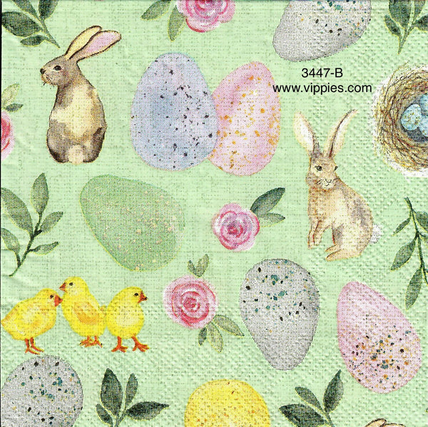 EAST-3447-B Bunny Eggs Nest Beverage Napkin for Decoupage