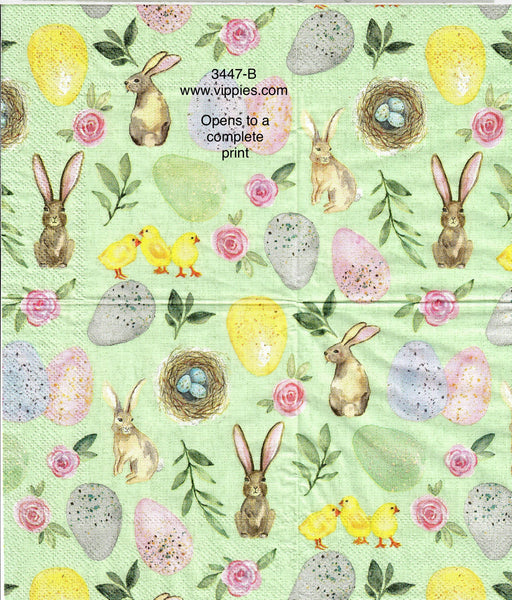 EAST-3447-B Bunny Eggs Nest Beverage Napkin for Decoupage