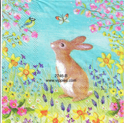 EAST-2746-B Turquoise with Bunny Napkin for Decoupage