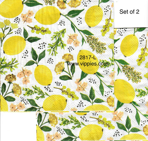 FD-2817-L-S Set of 2 Lemons Flowers Napkin for Decoupage