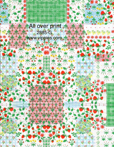 FD-2885-G Strawberry Patchwork Guest Napkin for Decoupage