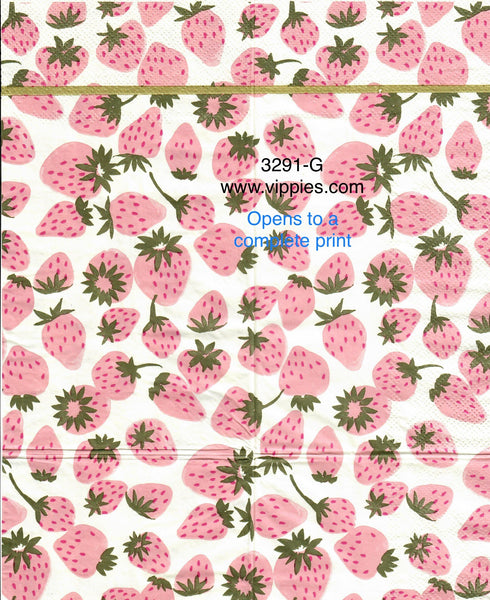 FD-3291-G Pink Strawberries Guest Napkin for Decoupage
