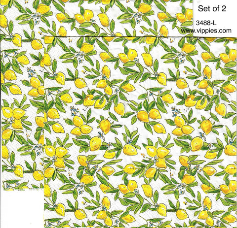 FD-3488-L-S Set of 2 Small Lemons Print Napkin for Decoupage