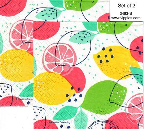 FD-3493-B-S Set of 2 Citrus Print Napkin for Decoupage