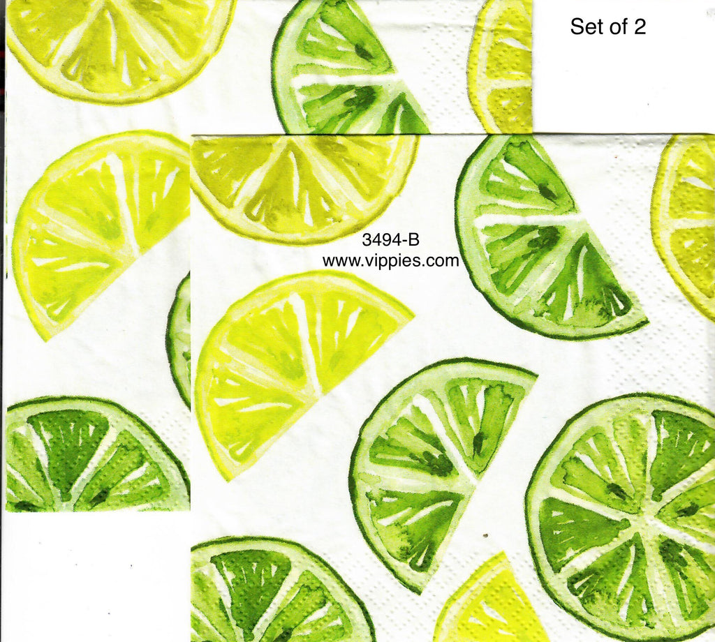 FD-3494-B-S Set of 2 Lime Slices Napkin for Decoupage
