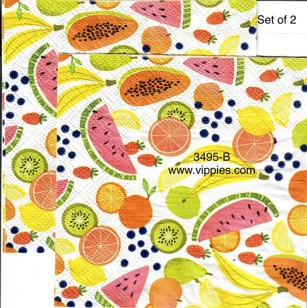 FD-3495-B-S Set of 2 Mixed Fruit Napkin for Decoupage