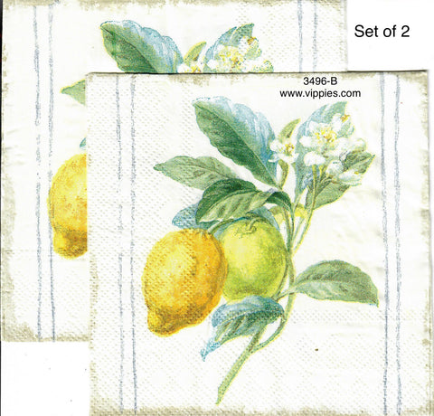 FD-3496-B-S Set of 2 Large Lemons Flowers Napkin for Decoupage