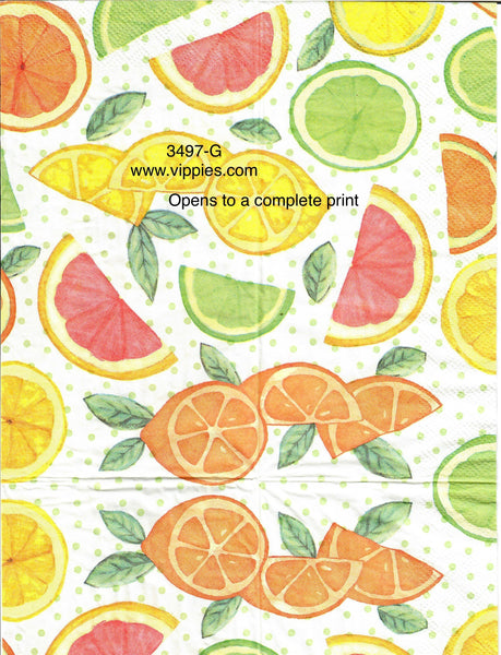 FD-3497-G Orange Lime Slices Guest Napkin for Decoupage