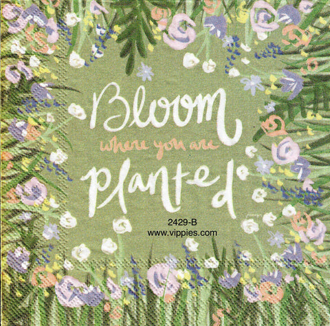 FL-2429-B Bloom Where Planted Flowers Napkin for Decoupage