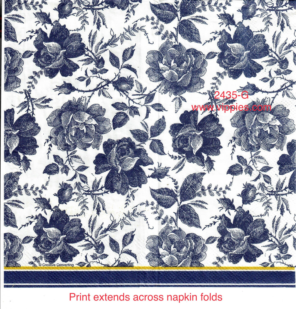 FL-2435-G Small Blue Roses Guest Napkin for Decoupage