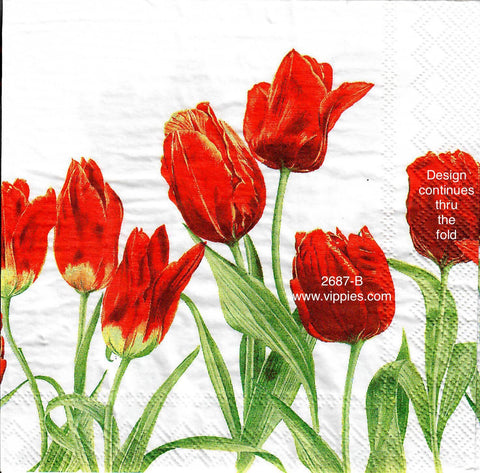 FL-2687-B Red Tulips Napkin for Decoupage