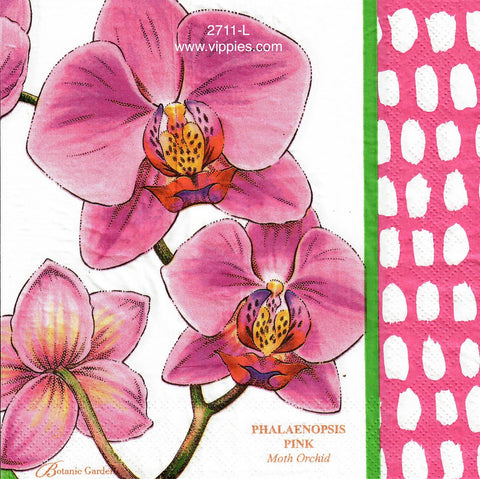 FL-2711-L Pink Moth Orchids Napkin for Decoupage