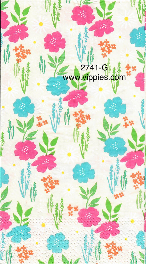 FL-2741-G Pink Blue Floral Guest Napkin for Decoupage